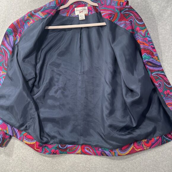 Vintage Evan Picone Sport Jacket Womens L Casual Paisley 1980s Korea - Picture 15 of 15